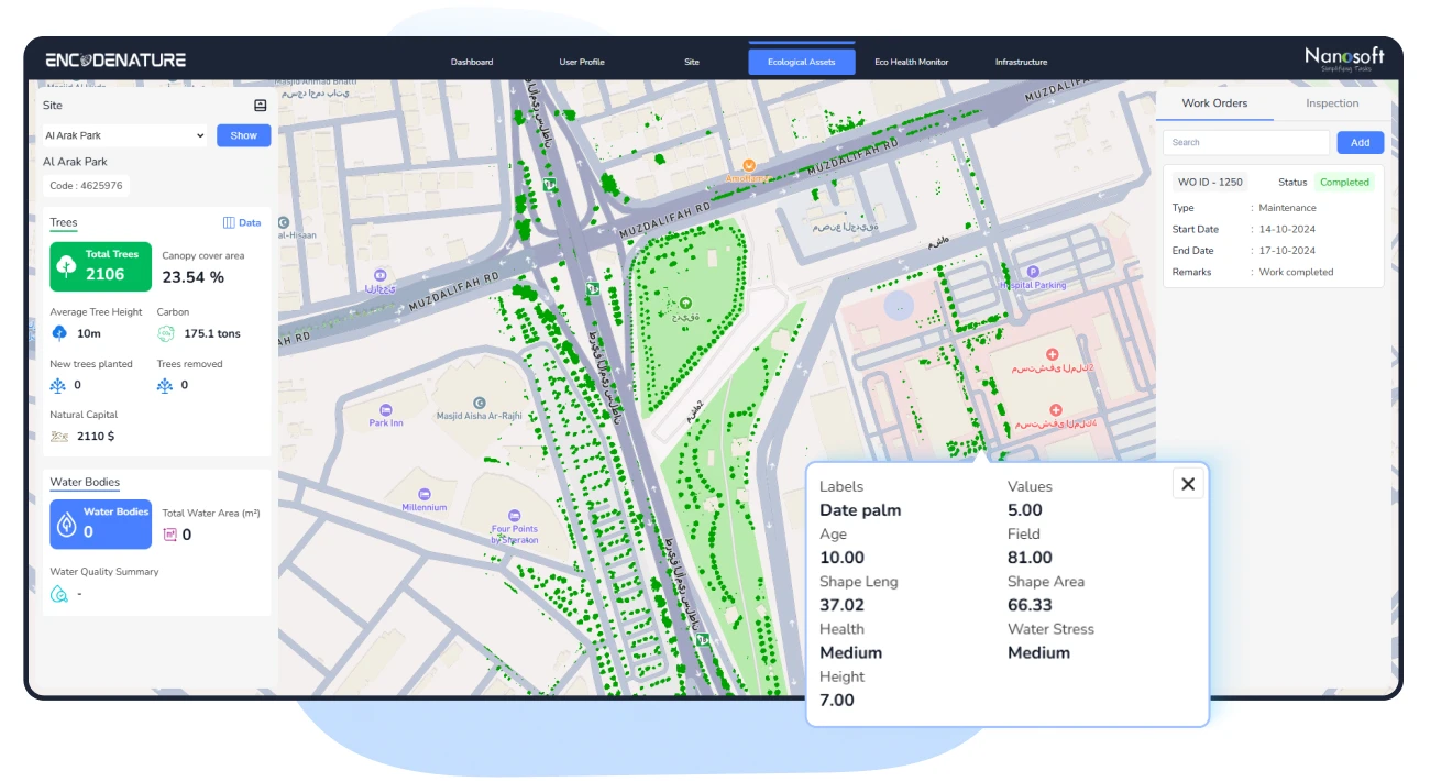 Ecological asset mapping using AI for tree health monitoring and environmental analysis